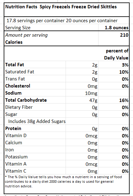 Spicy Freeze Dried Skittles 20 Ounce Tub Spicy Freezles