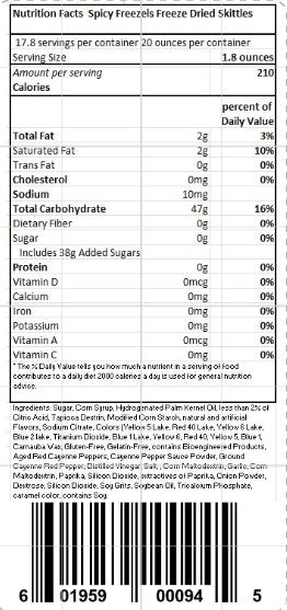 Spicy Freezles, Freeze Dried Skittles Spicy Candy